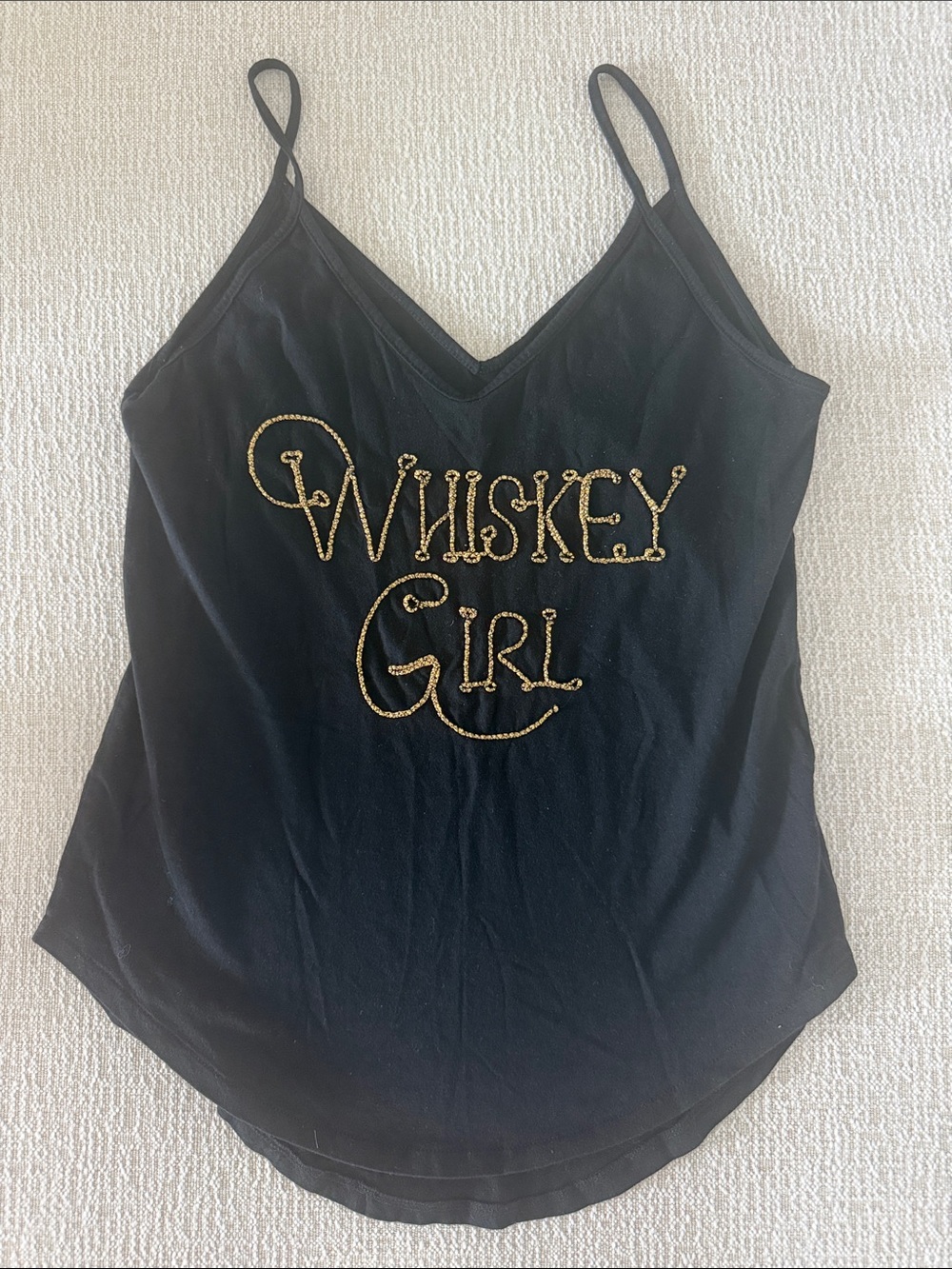 Shyanne Black Cami with Gold Embellished Script
